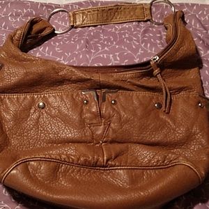 Burnt orange,  soft leather,  studded shoulder bag